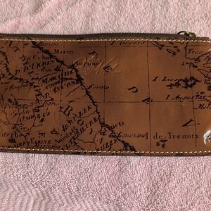 Patricia Nash Brown Map-Print Leather Wallet